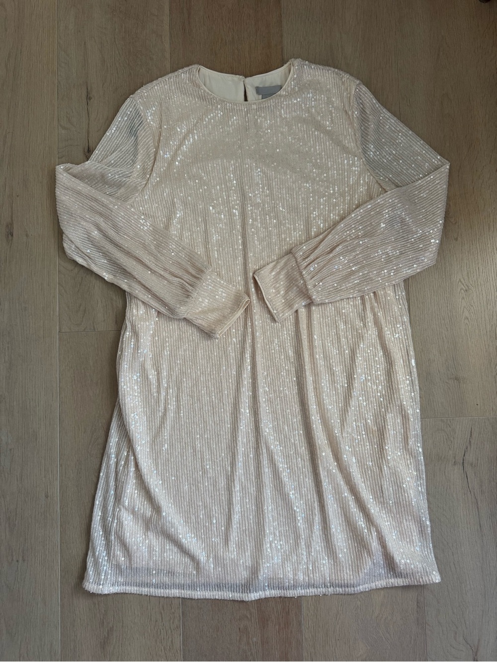H&M Cream Sequin Long Sleeve Party Dress